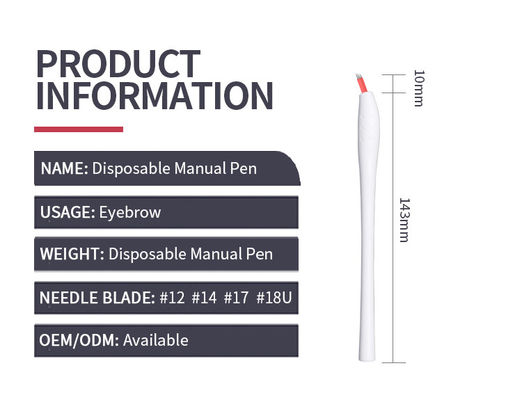 Białe skośne jednorazowe logo Microblading Pen Dostosowane